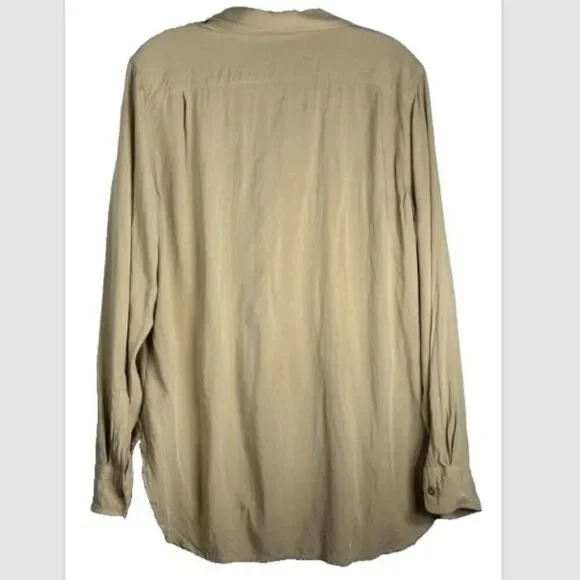 LRL Ralph Lauren ladies Lace up Blouse Large brown capsule career button front - Picture 3 of 11